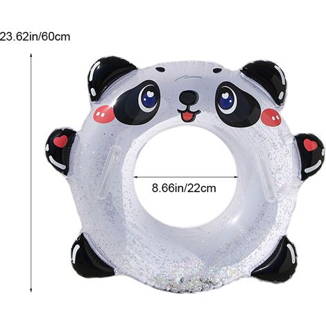 Bouée de piscine bébé panda mignon, anneau gonflable épais avec paillettes et poignées, aide à l'apprentissage de la natation pour enfants (1/5)
