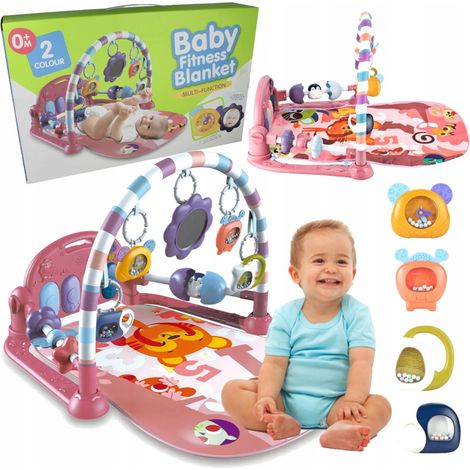 [PACZB][5] Alfombra educativa grande con piano y sonajeros 3 en 1 108274 / Color rosa / U267R (1/5)