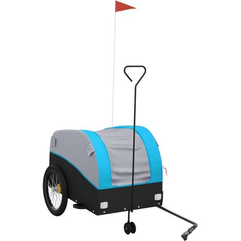 Remorque de vélo noir et bleu 45 kg fer CFW78397 (1/5)