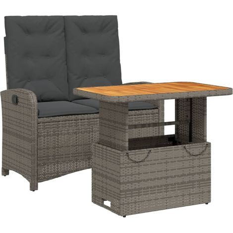 Maison Exclusive - Juego de comedor jardín 2 pzas con cojines rat (1/5)