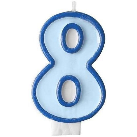 Bougie en forme de 8 bleu pour anniversaire, gâteau bleu ciel, bougie numéro cire pour homme, anniversaire, fête, retraite, enfant, hauteur 7 cm (1/5)