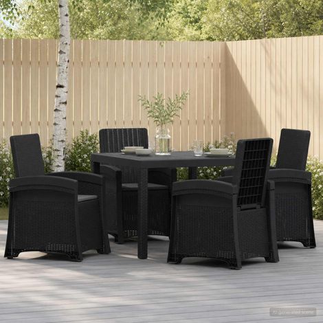 vidaXL Conjunto de Comedor de Jardín 5 uds. Gris antracita PP (1/5)