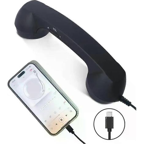 Combiné pour téléphone portable rétro Type-C ComFOR avec microphone, idéal pour la maison, le bureau, les voyages et la cuisine. (1/4)