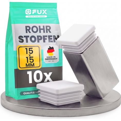 Lot de 10 Bouchons pour Tubes carrés, 10x10mm-120x120mm, différentes Couleurs, Patin Chaise, Patin Meuble, Protection Pied de Chaise, Embout pour Tube (Dimension extérieur: 15x15x1,5-2mm, Blanc) (1/5)