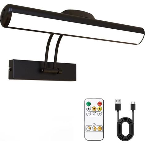 Applique murale télécommandée, lampe à tableau LED sans fil, tête de lampe LED rotative avec minuterie (1/4)