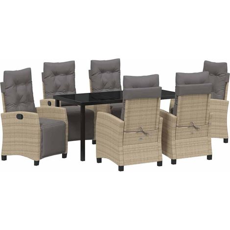 Maison Exclusive - Conjunto de Comedor de Jardín 7 pcs Beige ratá (1/5)