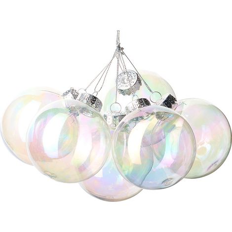 Set mit 12 durchsichtigen Kunststoff-Weihnachtskugeln, 6 cm große, durchsichtige Hohlkugeln, Weihnachtsbaumschmuck und Heimdekoration (1/5)