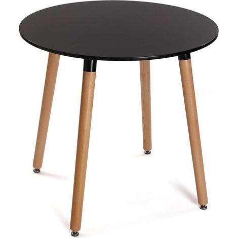 ORION91oficial® - Mesa Redonda (Ø80 x 75cm) Negro4 Patas Redonda Madera de Haya, Estilo Nórdico, Bar,Restaurante,Hostelería,Comedor,Salón,Cocina,Teletrabajo,Oficina - spaziOrion91 - Unidad (1/5)