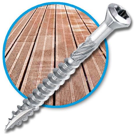 400 vis terrasse INOX A2 - TX25, D. 5 x 50 mm tête réduite crantée + embout offert