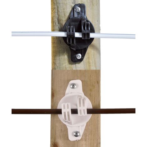 Isolatori a W  super Gallagher per pali in legno, filo o per corda 25 o 175 pezzi: Isolatore NERO 25 pezzi