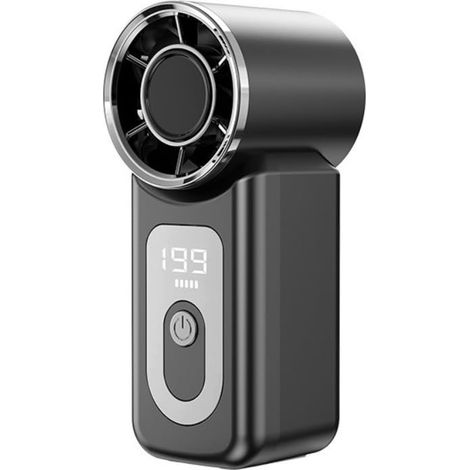 Mini ventilateur turbo à main, petit ventilateur électrique USB, écran LED haute vitesse, portable, léger, vitesses réglables (noir) (1/4)