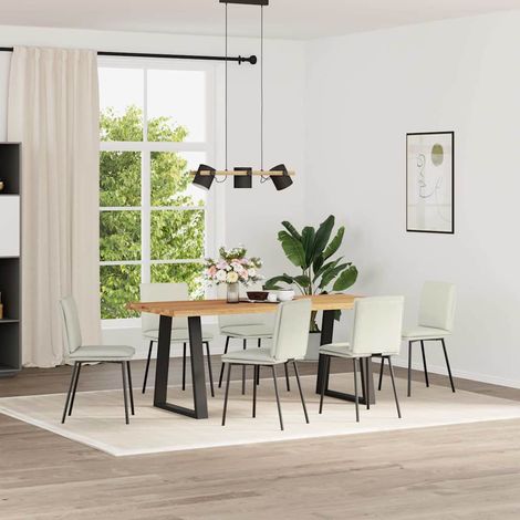 Esszimmerstühle 6 Stk. Creme Samt