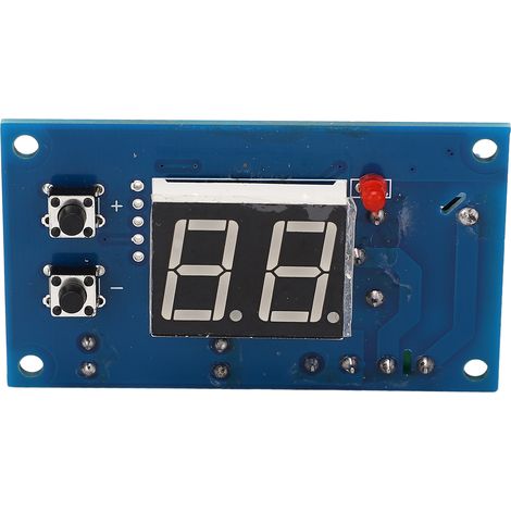 Module de relais temporisé programmable 0 à 99 s avec sortie intermittente, affichage numérique, alimentation 12 V CC. (1/5)