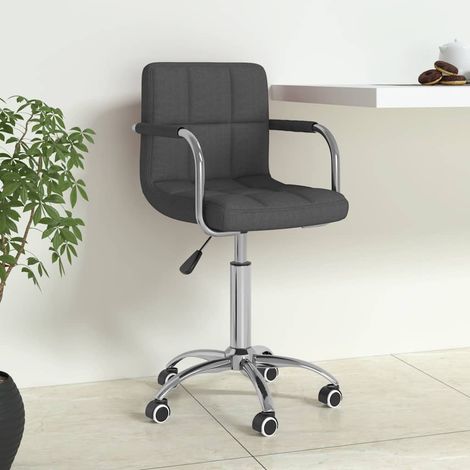 vidaXL Silla de oficina giratoria tela gris oscuro (1/5)