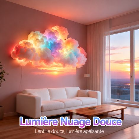 Guirlande lampe nuage 400 cm LED RGB effet orage, contrôle app Bluetooth, 18 × 15 × 10 cm, 300 g – Livraison gratuite
