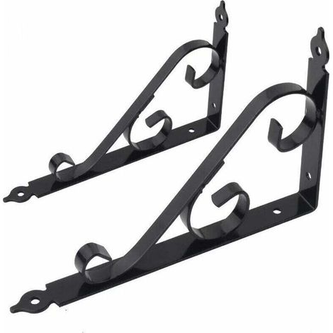 Support Étagère Mural En Métal Support Équerre Triangulaire 90 Degrés Multifonctionnel D'étagère De Support Avec Vis Pour Jardinage, Salle De Bains, Cuisine 250mm X 164mm 1 Paire (Noir) (1/4)