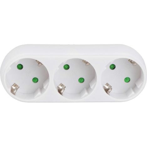 Adaptateur de prise triple avec panneau de prises ignifugé et résistant à la chaleur et fiche européenne-13.5X4.7cm-White (1/3)