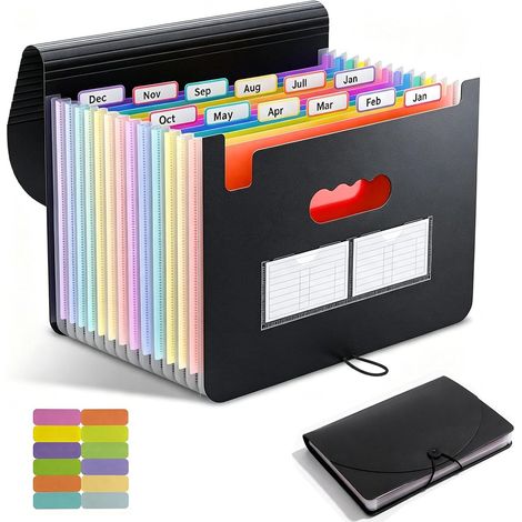 Trieur à Soufflets A4 12 Compartiments, Classeur Extensible avec Couvercle (1/5)