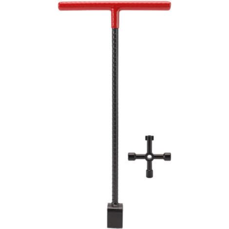 Couche à eau en acier Clé Clé Multifonction T Handle Courb avec un outil d'utilité à 4 voies pour les vannes Robinets Rouge