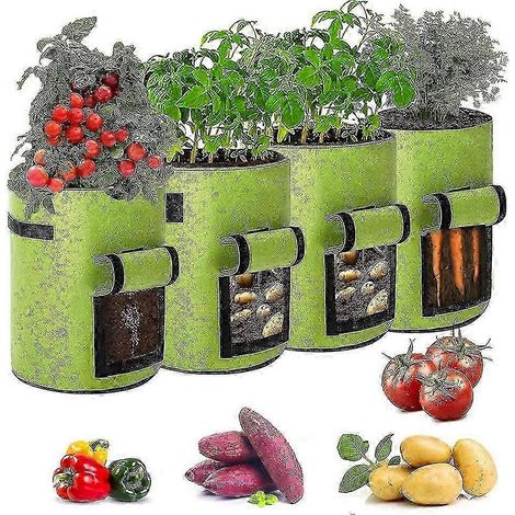 Filiyano-Lot de 4 sacs de culture de 7 gallons (26,5 litres) pour tomates, fraises et légumes. Sacs de culture pour pommes de terre. (1/5)
