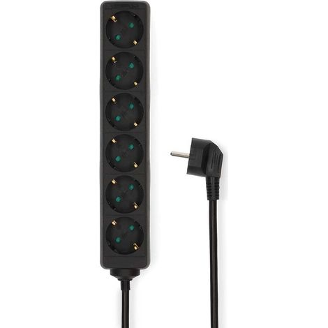 Nedis Steckdosenleiste / Schutzkontakt / Typ F (CEE 7/7) / 6-Wege / 1.50 m / 3680 W / 16 A / Schwarz