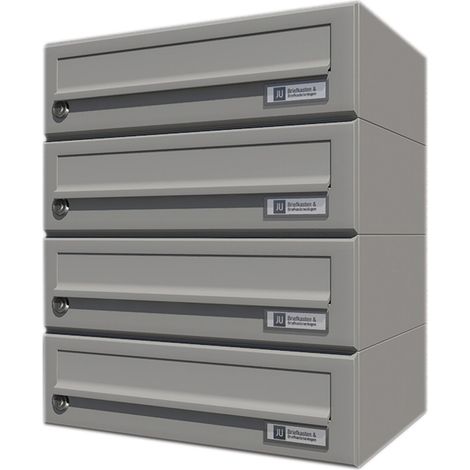 JU Hausbrieffachanlage 4-teilig, 375 x 440 x 280 mm, Stahl grau RAL 9007