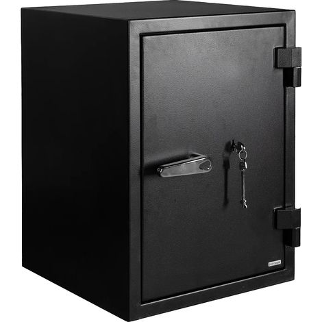 Coffre-fort S2 à clé en acier noir - anti-effraction et feu - L44 x l43,5 x H58 cm - 46L - MIRILO (1/5)