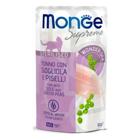 Monge Supreme Sterilised Cat Thunfisch mit Fisch, Seezunge und Erbsen 80g