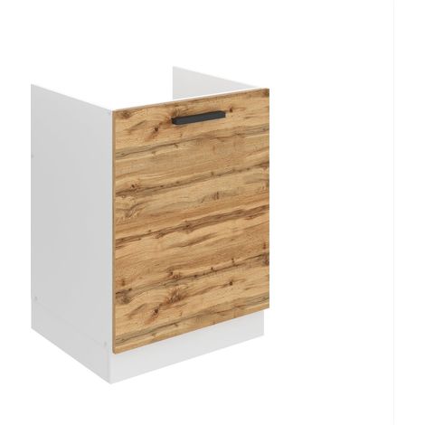 BELINI Meuble Cuisine Bas sans Plan de Travail SDZ I Meubles de Cuisine - Taille: 51,6 x 60 x 82 cm I Meuble sous Evier - 1 Porte I Couleur : chêne wotan