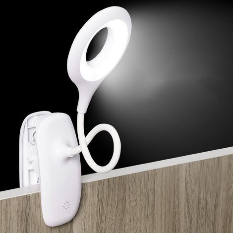 Lampe de Lecture à Pince Rechargeable avec Col de Cygne Flexible 360°, Éclairage LED Réglable pour Livre, Lit ou Bureau, Idéale pour la Lecture Nocturne (1/4)