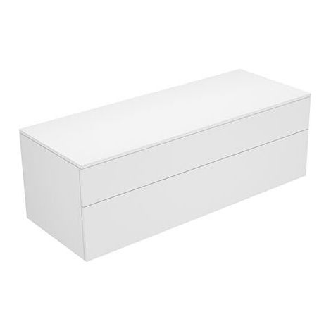 Credenza EDITION 400 2 cassetti frontali 1400 x 472 x 535 mm bianco, vetro trasparente petrolio KEUCO (1/2)