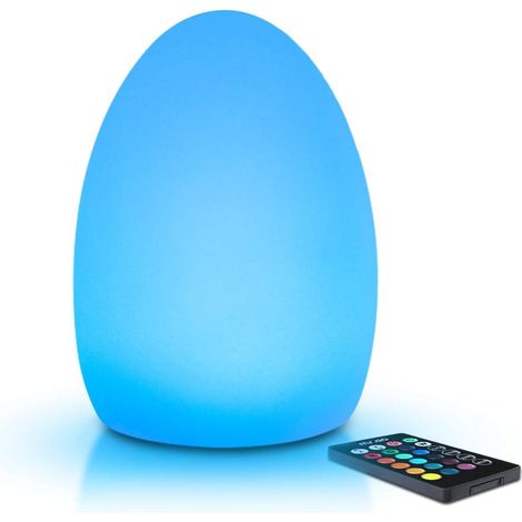LED Veilleuse Rechargeable Lampe de Table, 8 Luminosité Réglable, 16 Couleur, Couleur Changeante Lampe de Chevet Rgb Lumineux D'œuf avec Télécommande pour la Décoration (1/5)