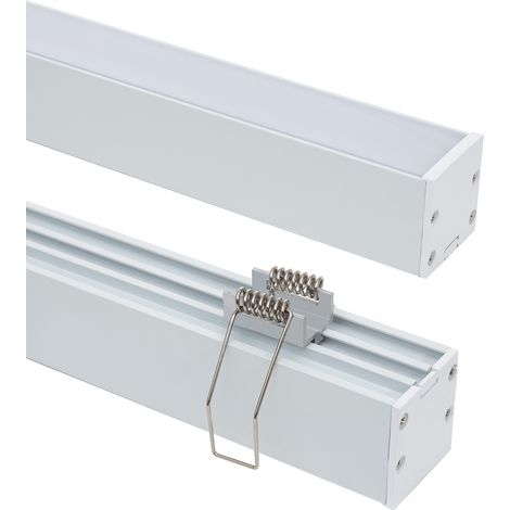 Perfil Aluminio Superficie con anclaje Empotrado mediante clips para Tira LED hasta 24 mm con Tapa Continua Blanco 2 m Blanco traslúcido (1/5)