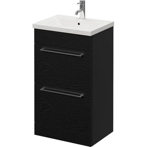 Napoli 390 Nero Oak 500mm 2 Drawer Vanity Unit with Glide Basin - 500mm - Chrome 320mm Handle