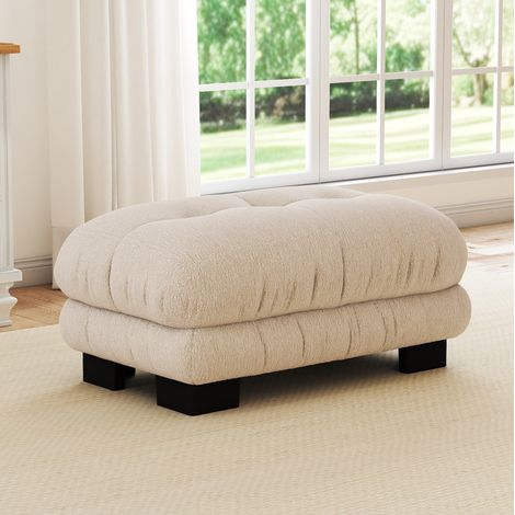 Pouf ottoman Paris en tissu chenille marron clair OKWISH (1/5)