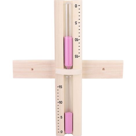 Sablier de Salle de Sauna 15 Minutes en Verre, Sable Rose, Montage Murale, Minuterie Décorative en Bois