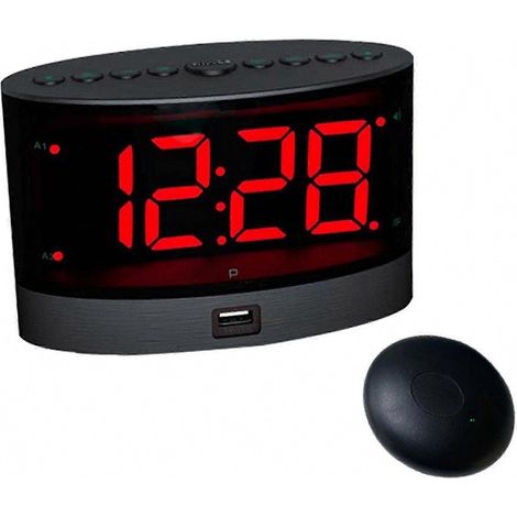 Réveil à double alarme extra fort avec vibreur de lit, pour dormeurs profonds, affichage numérique lumineux, mode vibration puissante (1/5)