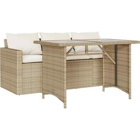 Maison Exclusive - Set comedor de jardín 2 pzas con cojines ratán (1/5)