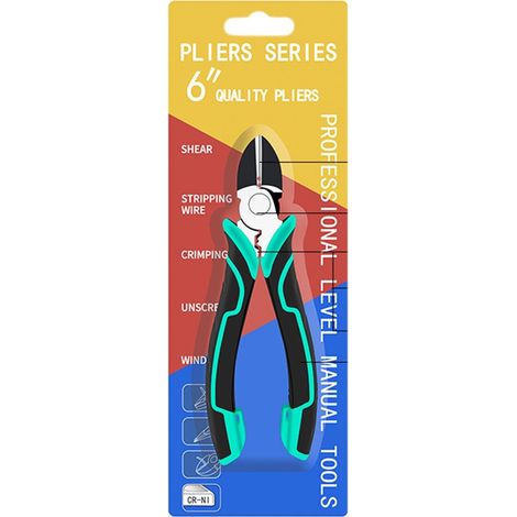 Pince coupante diagonale CRV de 15 cm (6 pouces) - Coupe-fils et dénudeur avec poignée en PVC, compatible avec diverses marques