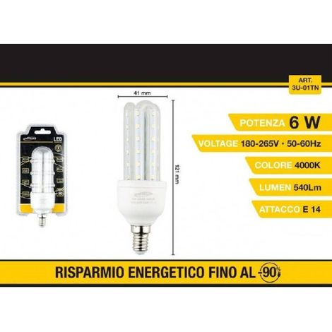 Trade Shop - LED-LAMPE 3U E14 6W KALTLICHT 6500K NATÜRLICH 4000K WARM 3000K 36D 3U01T - (1/2)