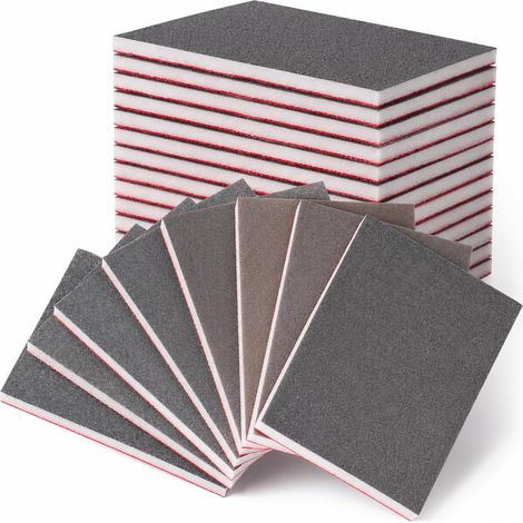 24 Pièces Éponges À Poncer Grains 80 À 3000, Papier Poncage Papier De Verre Souple Sec Et Humide, Pads De Ponçage Flexibles en Oxyde D'Aluminium pour Bois, Métal, Peinture Et Surfaces Courbes (1/5)