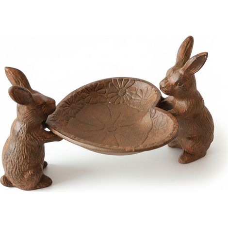 Mangeoire fonte cœur support lapin 28x15x15cm