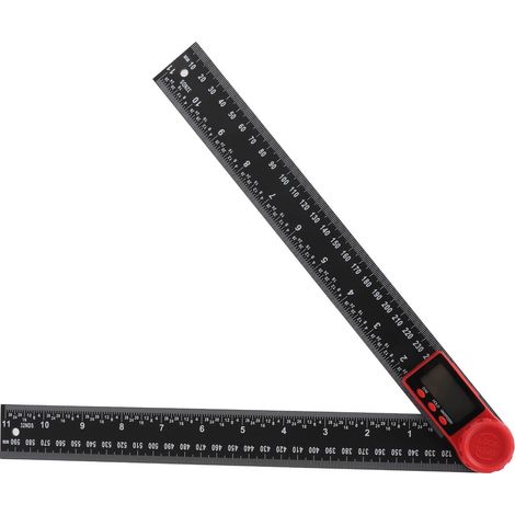 Schwarzer digitaler 2-in-1-Winkelmesser, 300-mm-Elektroniklineal aus leichtem Kunststoff, praktisches Winkelmessgerät mit Digitalanzeige (1/5)