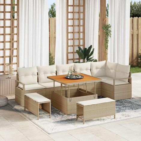 Ensemble de canapé de jardin 9 pc 8-Nombre de places vidaXL (1/5)