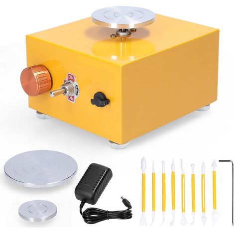 Kinder-Bastelwerkzeug mit Ablage für Keramikarbeiten, Mini-Töpferscheibe, tragbarer elektrischer Keramikdrehteller