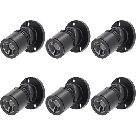 Bardusch - Mini-spots LED dimmables 12V - 1,5W 3000K lumière chaude, éclairage ajustable avec variateur pour présentoirs, noir - lot de 6 (1/4)