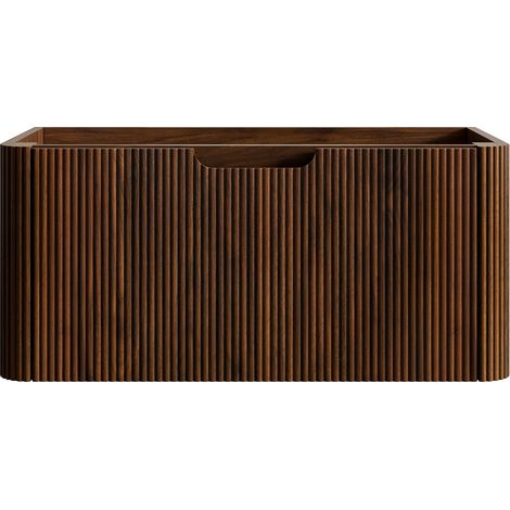 Meuble salle de bain 80 cm suspendu noyer préassemblé soft-close (1/5)