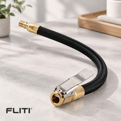 FLITI Tire Inflator Extension Hose for Car, Motorcycle, Bicycle, 300 PSI, Braided Brass, American Valve (1/5)