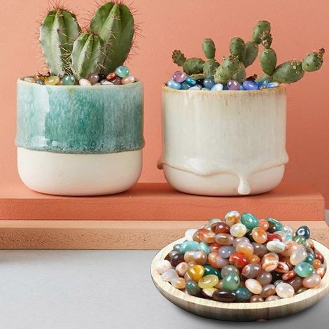 Pierres pour plantes, galets de rivière, cailloux pour plantes, pierres pour aquarium, remplissage de vase, verre de mer, verre concassé pour loisirs créatifs, gravier pour aquarium, pierres pour pois (1/5)