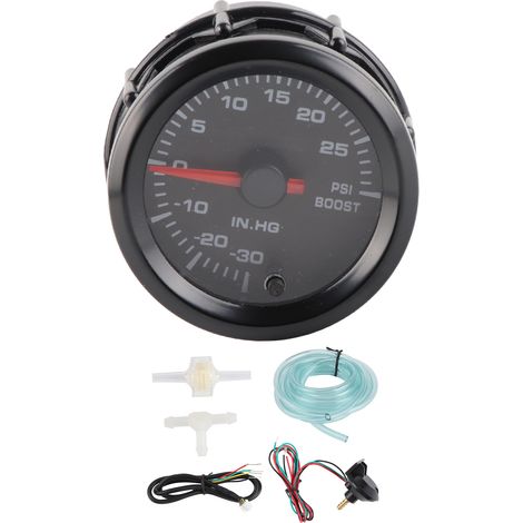 Jauge de pression turbo 2 en 1 12V -30 à 30 PSI Manomètre à cadran avec rétroéclairage blanc Universel (1/5)